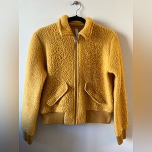 Aritzia Group By Babaton Yellow Sherpa Zip-up Jacket (size small)